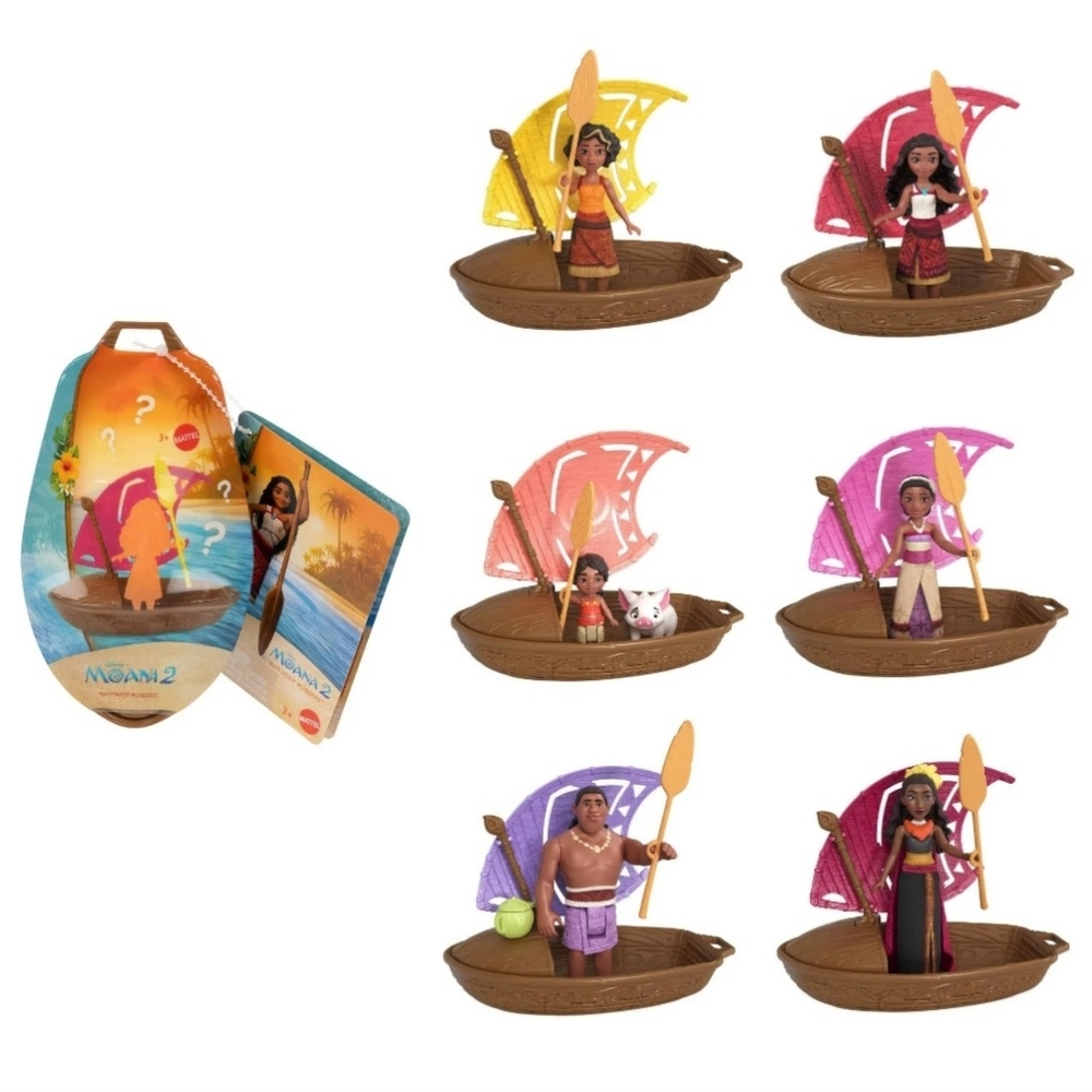 Unopened Set Of 6 Disney Moana 2 Wayfinder Wonders Surprise Dolls With Canoes